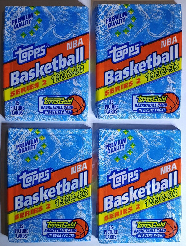 Lot of 4 x Packs of 1992-93 Topps Basketball Series 2 - Factory Sealed