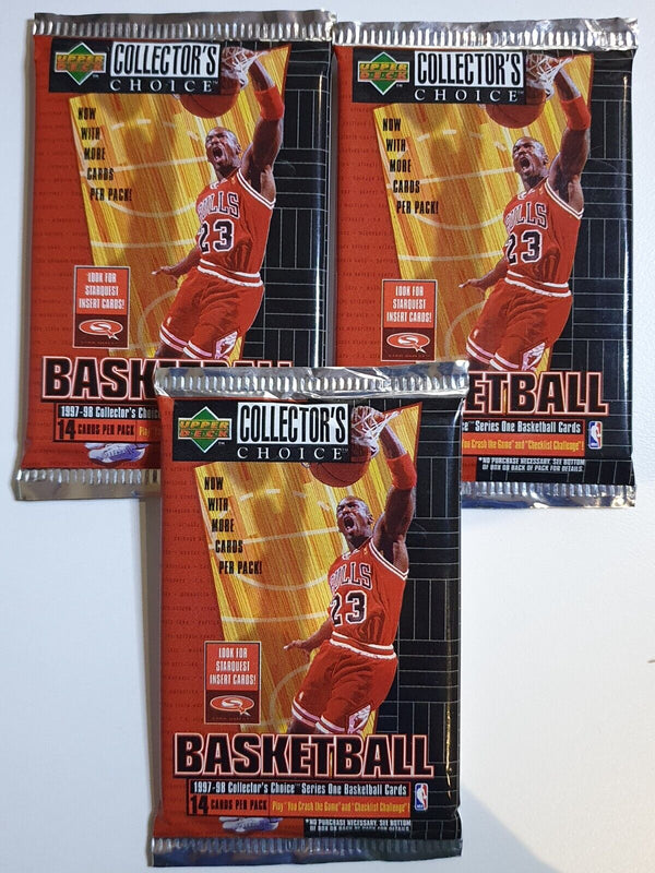 Lot of 3 x Packs of 1997-98 UD Collectors Choice Basketball HOBBY Series 1