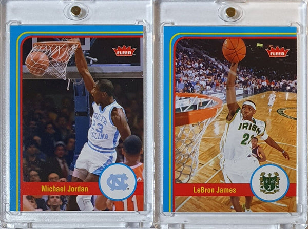 Lot of 2x 2012 Fleer Retro Michael Jordan #1 Lebron James #2 - Ready to Grade