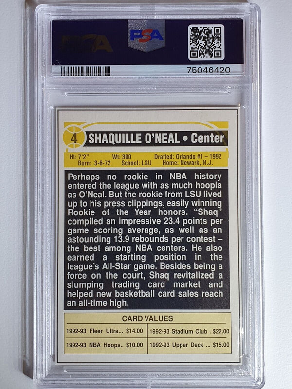 1994 SCD Sports Cards Shaquille O'Neal #4 Pocket Price Guide - PSA 9 (POP 2)