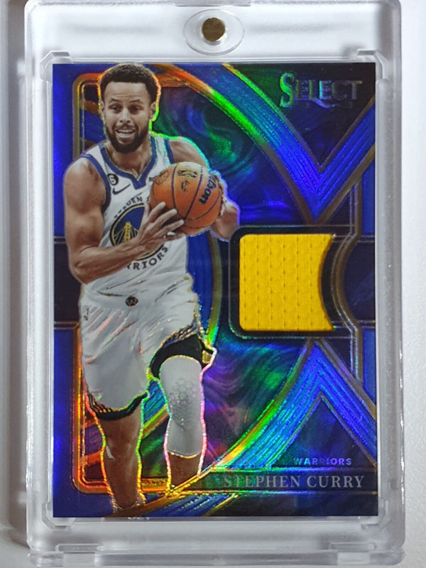 2022 Panini Select Stephen Curry #PATCH BLUE Prizm /75 Game Worn Jersey - Rare