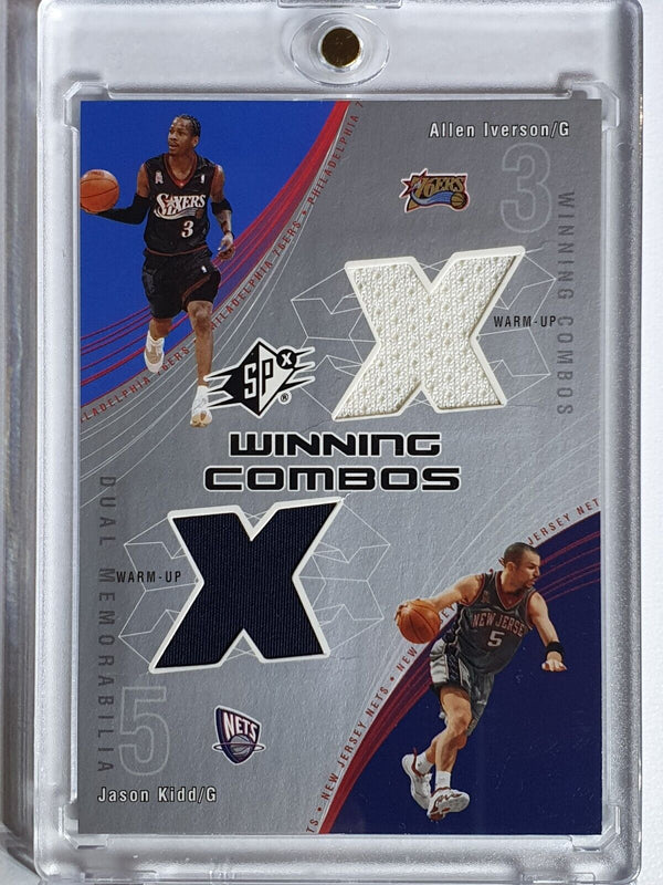 2002 SPx Allen Iverson Jason Kidd #PATCH Winning Combos Dual Game Jerseys
