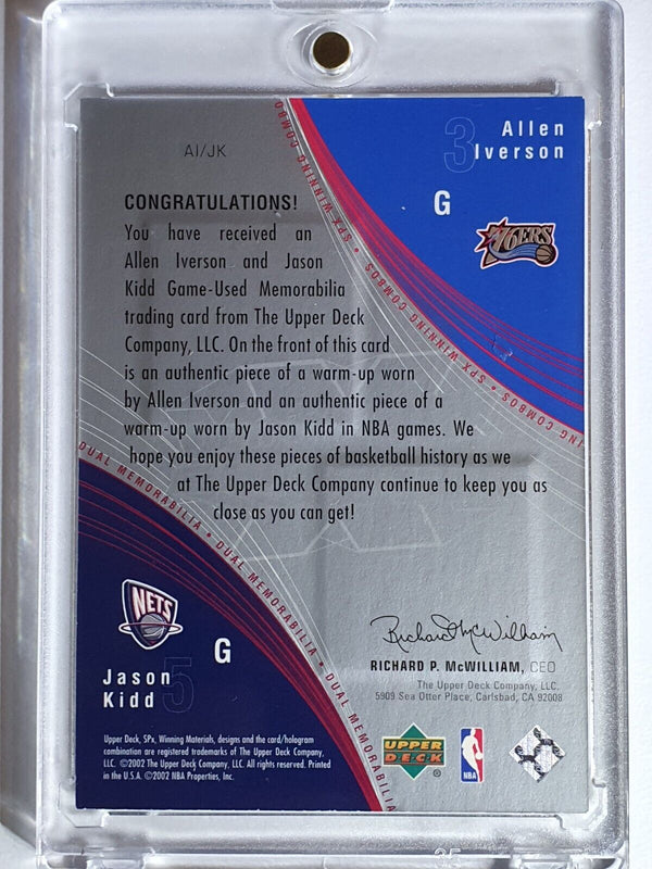 2002 SPx Allen Iverson Jason Kidd #PATCH Winning Combos Dual Game Jerseys