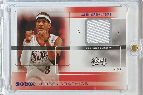 2004 Skybox Autographics Allen Iverson #PATCH Game Worn Jersey - Rare