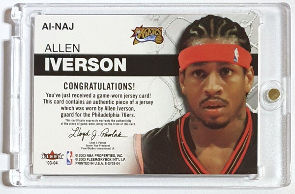 2003 Fleer EX Allen Iverson #PATCH Game Worn Jersey - Rare