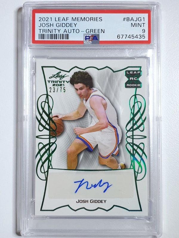 2021 Leaf Josh Giddey Rookie AUTO GREEN /75 RC Autograph - PSA 9 (POP 1)