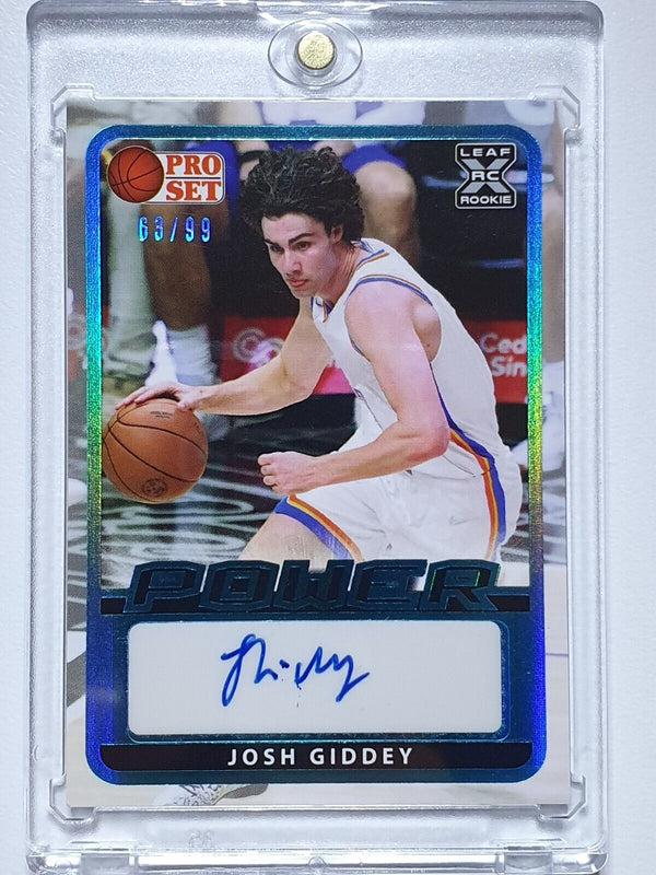 2021 Leaf Pro Set Josh Giddey Rookie AUTO BLUE /99 Holo - Ready to Grade