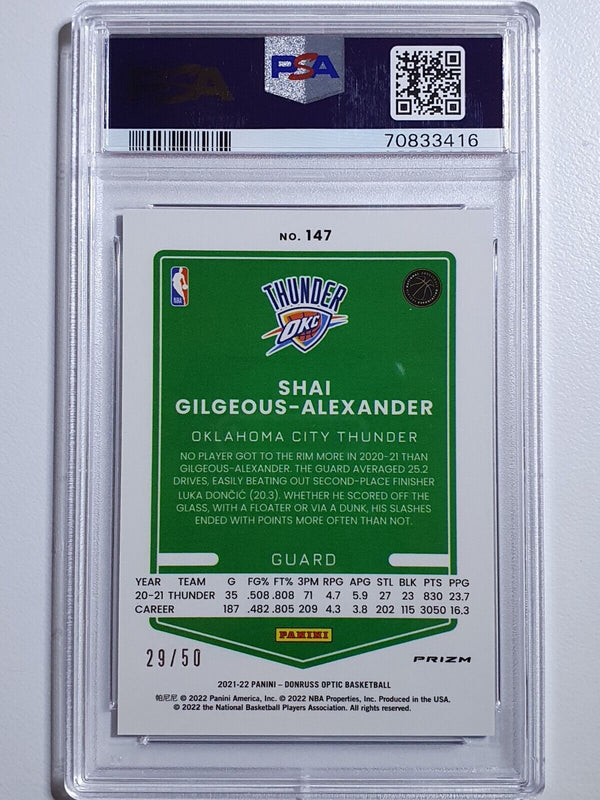 2021 Donruss Optic Shai Gilgeous-Alexander FAST BREAK BLUE /50 - PSA 10 (POP 1)