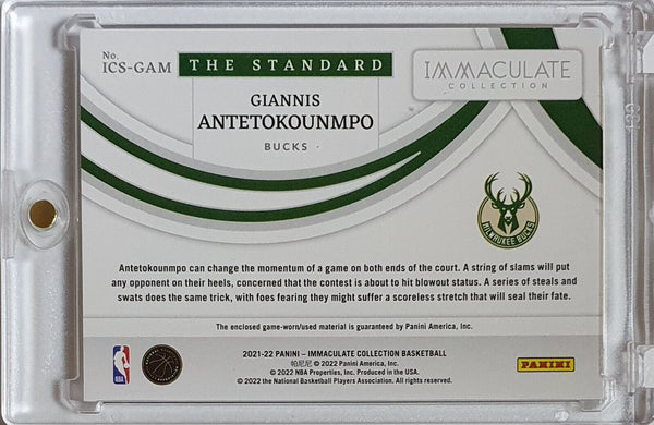 2021 Panini Immaculate Giannis Antetokounmpo #PATCH /25 Game Worn Jumbo Jersey