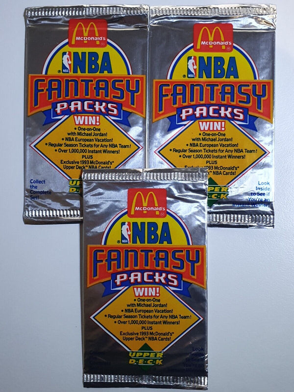 Lot of 3 x Packs of 1992-93 Upper Deck McDonalds NBA Fantasy - Factory Sealed