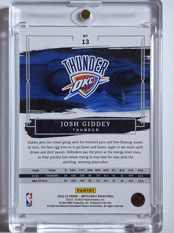 2022 Panini Impeccable Josh Giddey #13 HOLO SILVER /20 - Ready to Grade
