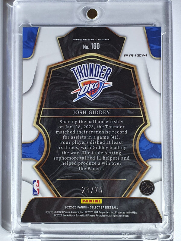 2022 Panini Select Josh Giddey #160 WHITE DISCO Holo  /75 Premier Level - Rare