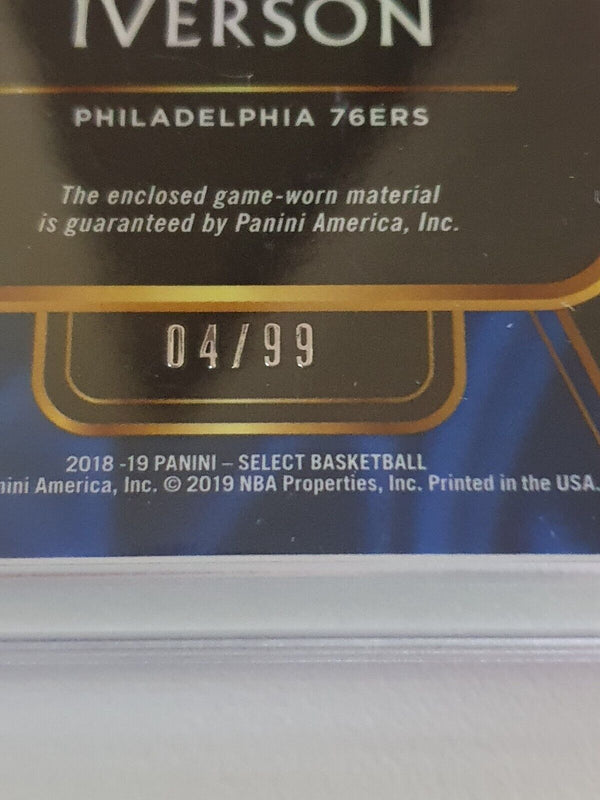 2018 Panini Select Allen Iverson #PATCH PURPLE /99 Prizm Game Worn Jersey - Rare