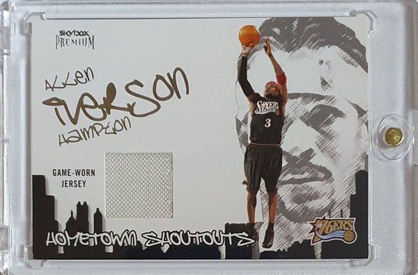 2004 Fleer Skybox Premium Allen Iverson #PATCH Game Worn Jersey - Rare