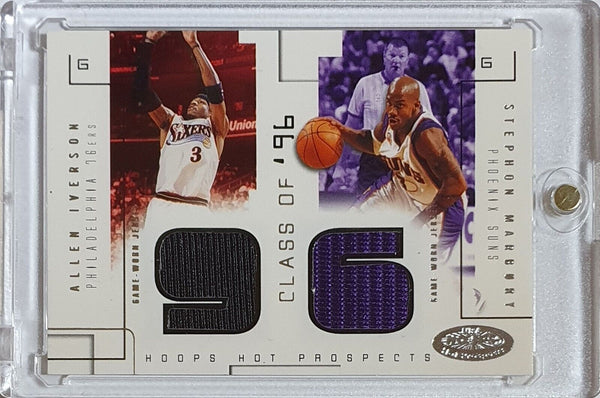 2002 Fleer Hoops Allen Iverson Stephon Marbury #PATCH /375 Dual Jerseys - Rare