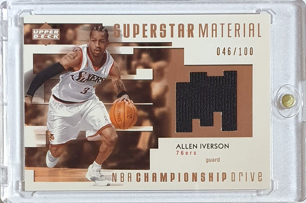 2002 Upper Deck Allen Iverson #PATCH /100 Game Worn Jersey Superstar Material