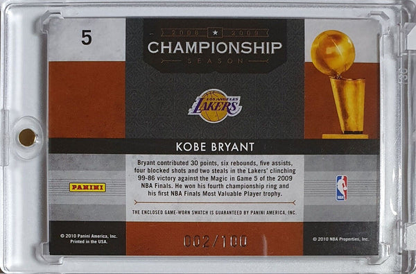 2009 Timeless Treasures Kobe Bryant #PATCH /100 Game Worn Jersey - Rare