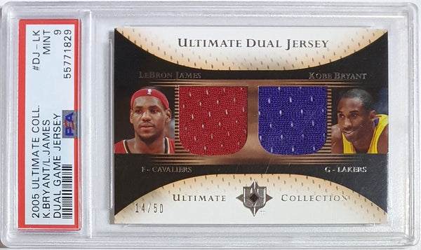 2005 Ultimate Collection Lebron James Kobe Bryant PATCH /50 Dual Jerseys - PSA 9