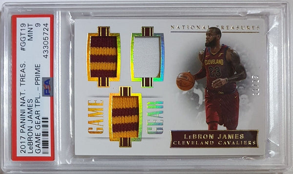 2017 National Treasures LeBron James PRIME PATCH /25 Triple Jerseys - PSA 9