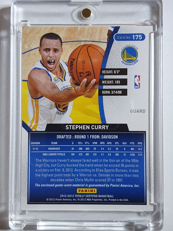 2012 Totally Certified Stephen Curry #PATCH RED Prizm Game Worn Jersey - Rare