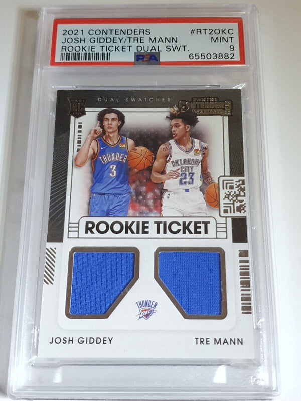 2021 Contenders Josh Giddey Tre Mann Rookie #PATCH Dual Jerseys - PSA 9 (POP 2)