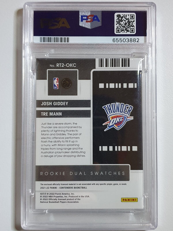 2021 Contenders Josh Giddey Tre Mann Rookie #PATCH Dual Jerseys - PSA 9 (POP 2)