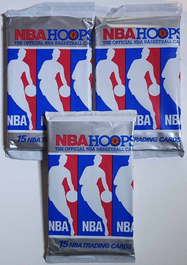 Lot of 3 x Packs of 1990-91 NBA Hoops Series 1 - Factory Sealed Pack