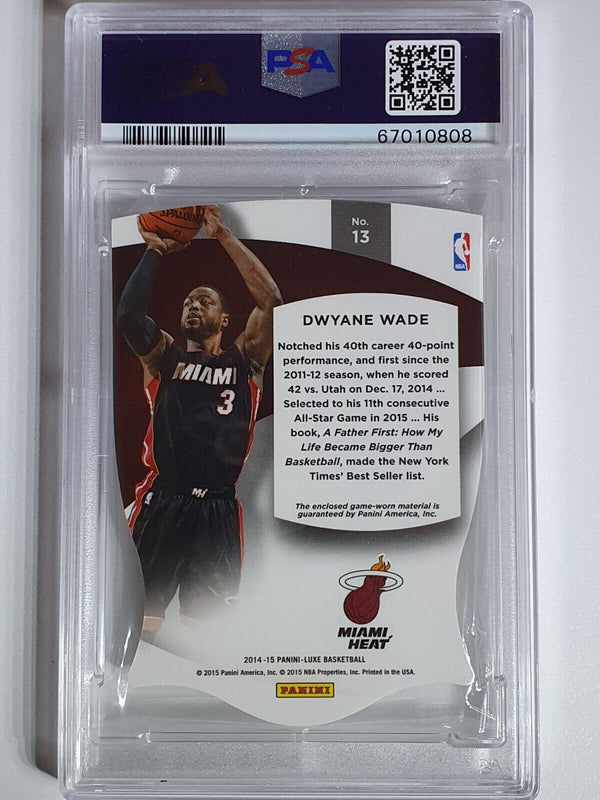 2014 Luxe Dwyane Wade PRIME PATCH RED /15 Game Jersey Die-Cut PSA 9 (POP 2)
