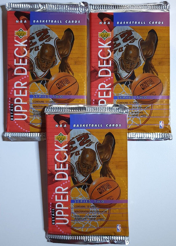 Lot of 3 x Packs of 1993-94 Upper Deck NBA Basketball Series 2 Retail - Sealed