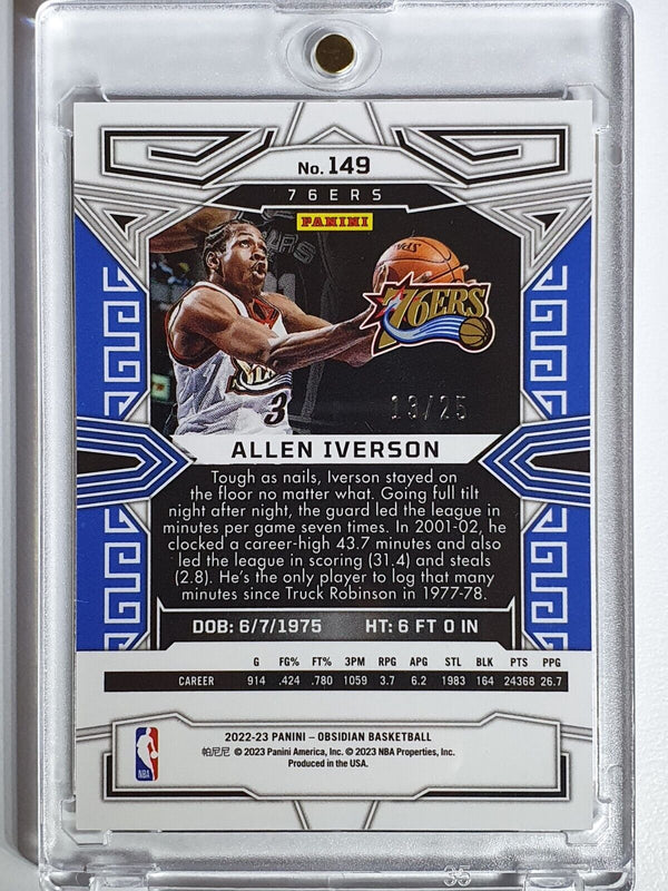 2022 Panini Obsidian Allen Iverson #149 ELECTRIC ETCH GREEN /25 Holo - Rare