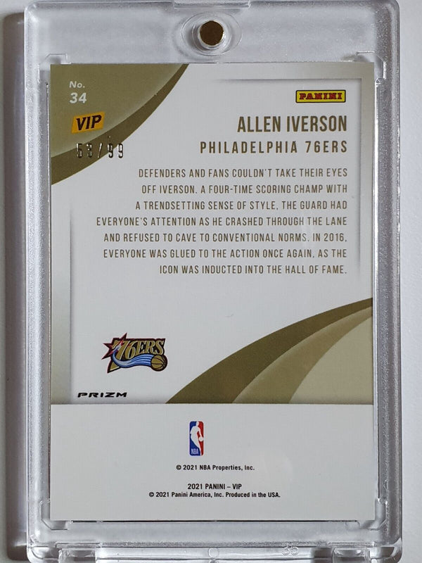 2021 Panini The National VIP Allen Iverson #34 CRACKED ICE /99 Holo - Rare