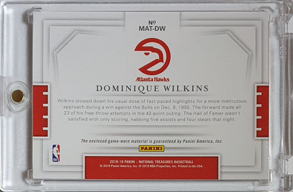 2018 National Treasures Dominque Wilkins #PATCH /99 Game Worn Jersey - Rare