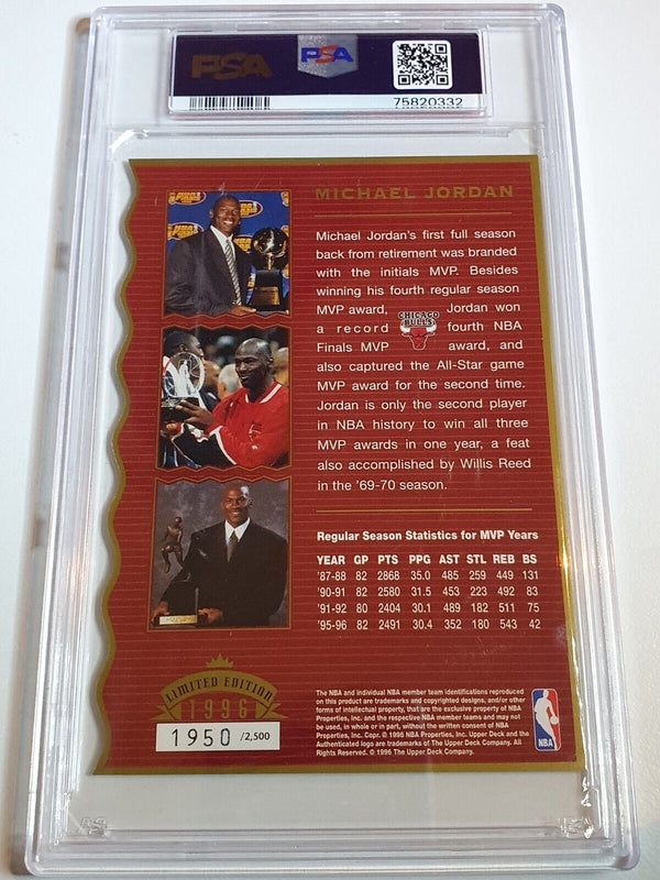 1995 UD Authenticated Michael Jordan MVP /2500 Gold Die-Cut - PSA 8 (POP 2)