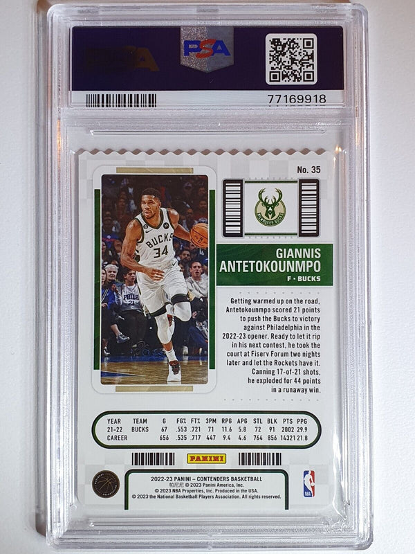 2022 Contenders Giannis Antetokounmpo #35 STUB /34 HOLO - PSA 9 (POP 2)