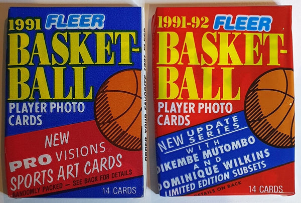 Lot of 2 Packs 1991-92 Fleer Basketball Series 1 & 2 - Factory Sealed Pack