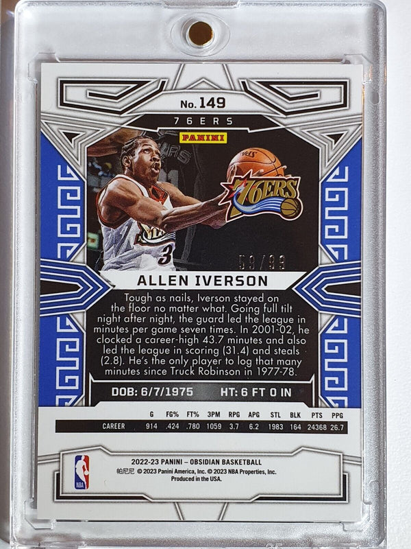 2022 Panini Obsidian Allen Iverson #149 ELECTRIC ETCH PURPLE /99 Holo - Rare