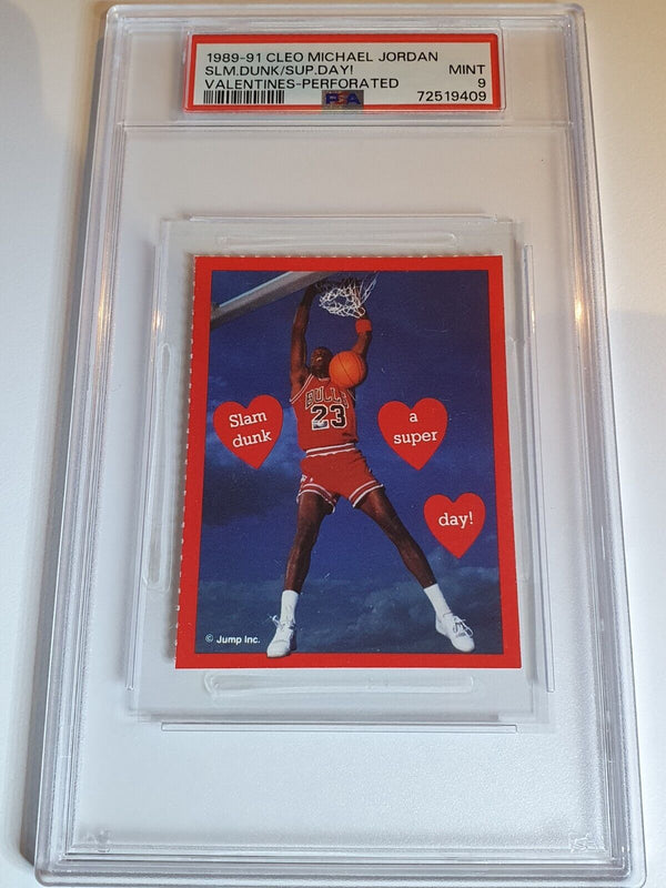 1989 Cleo Michael Jordan Valentines Slam Dunk! Perforated - PSA 9 (POP 1)