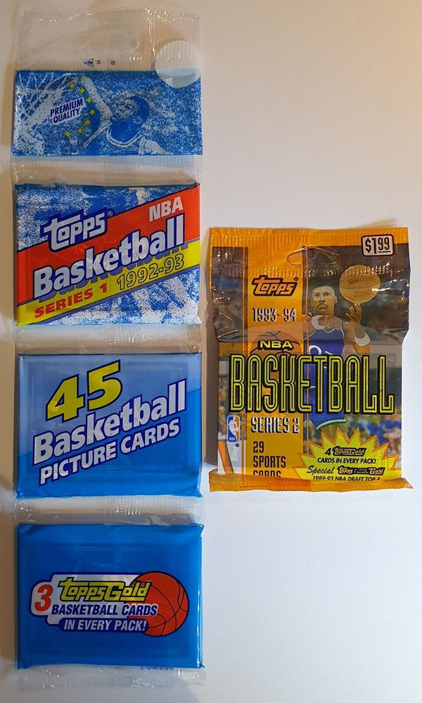 Lot of 2 x Topps Basketball Jumbo & Rack Pack 1992 & 1993 - Factory Sealed Packs