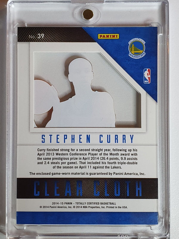 2014 Totally Certified Stephen Curry #PATCH ACETATE /199 Game Worn Jersey - Rare