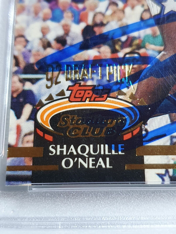 1992 Stadium Club Shaquille O'Neal Rookie ON CARD Autograph RC - PSA 9 Auto 10