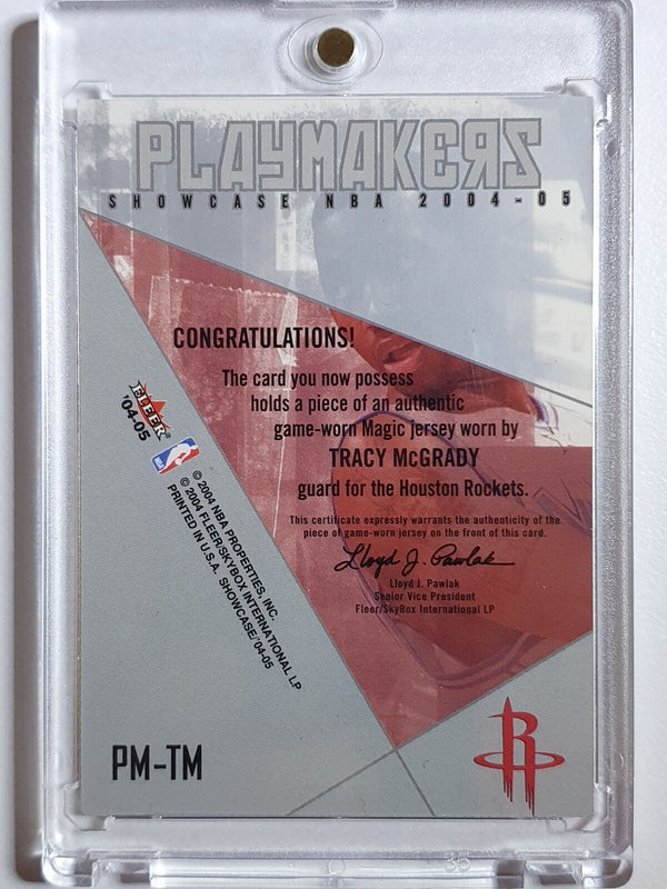 2004 Fleer Showcase Tracy McGrady #PATCH Game Worn Jersey Playmakers - Rare