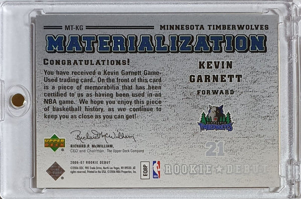 2006 UD Rookie Debut Kevin Garnett #PATCH Game Worn Jersey - Rare