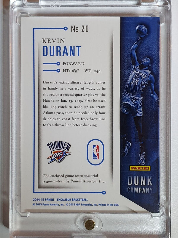 2014 Panini Excalibur Kevin Durant #PATCH Game Worn Jersey Dunk Company - Rare