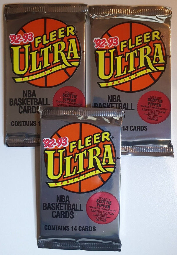 Lot of 3 x Packs of 1992-93 Fleer Ultra Basketball - Factory Sealed Pack