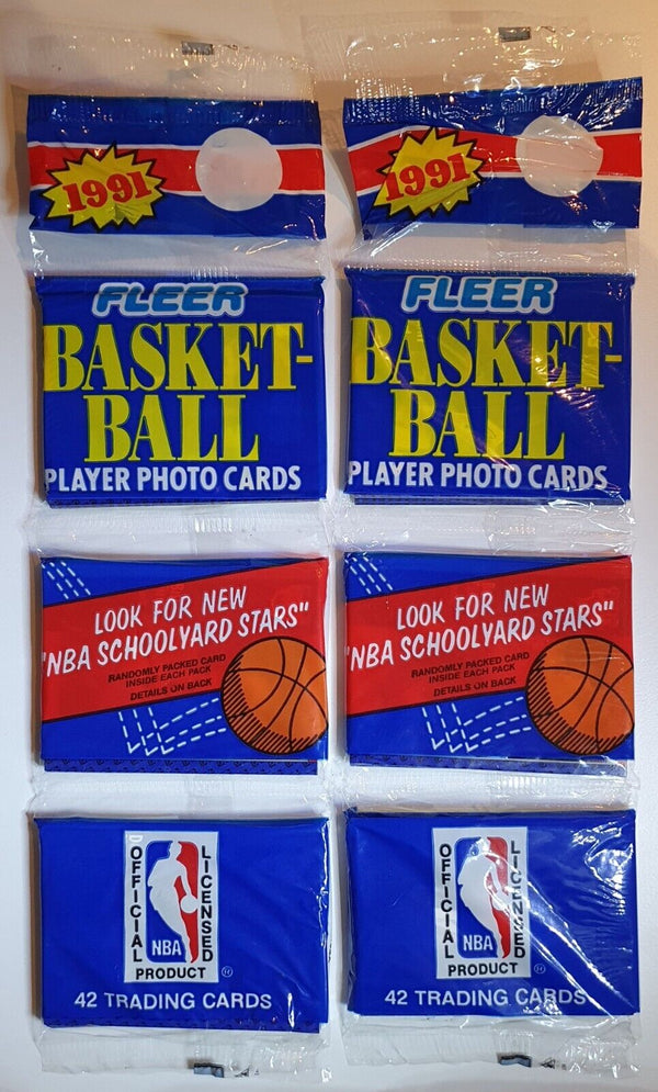 Lot of 2 x 1991 Fleer NBA Basketball Jumbo Rack Packs - Factory Sealed Pack