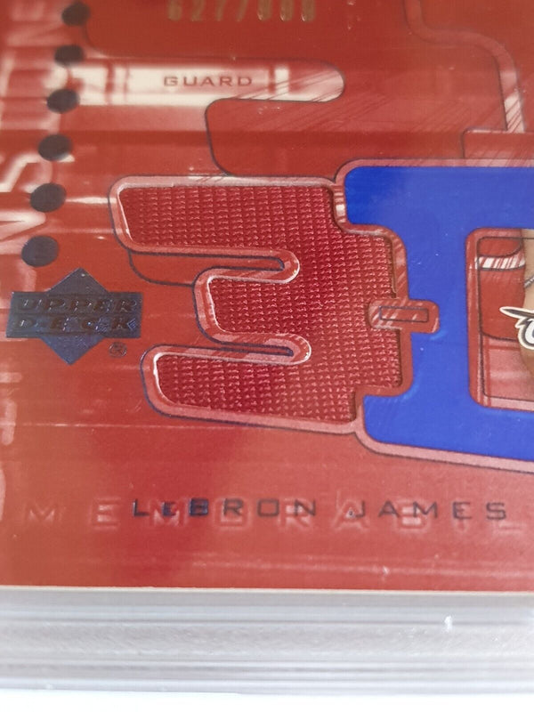 2003 UD Triple Dimensions Lebron James Rookie #PATCH /999 Game Worn RC - PSA 9