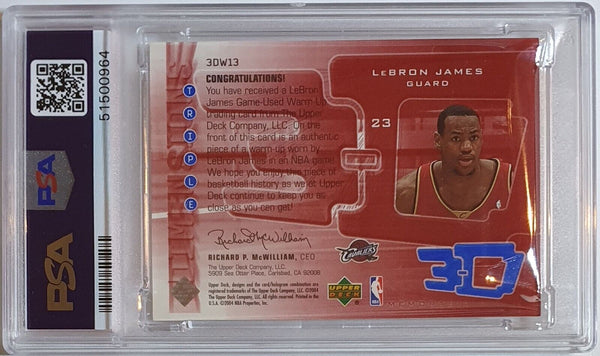 2003 UD Triple Dimensions Lebron James Rookie #PATCH /999 Game Worn RC - PSA 9