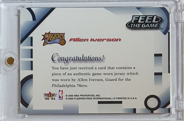 2000 Fleer Allen Iverson #PATCH Game Worn Jersey Feel the Game - Rare