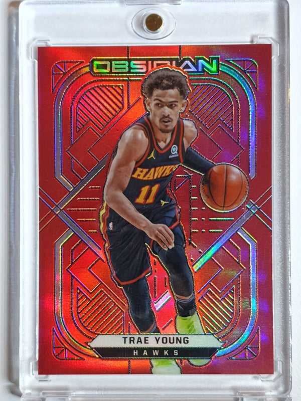 2020 Panini Obsidian Trae Young #135 ELECTRIC ETCH RED FLOOD - Ready to Grade