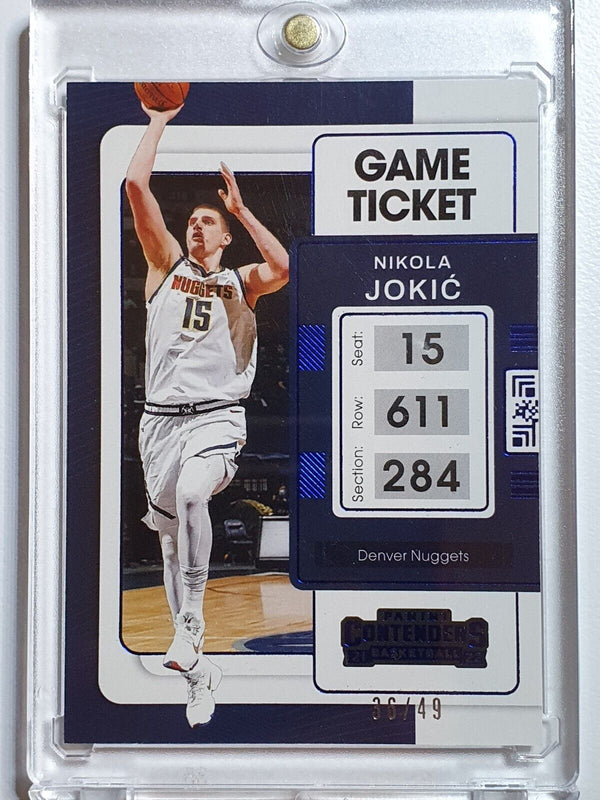 2021 Panini Contenders Nikola Jokic #68 BLUE /49 Game Ticket - Ready to Grade